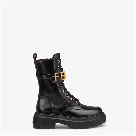 black fendi boots|fendigraphy black leather biker boots.